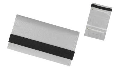 Angelo Feinschnittbeutel Leder grau 16x9cm mit Gummiband